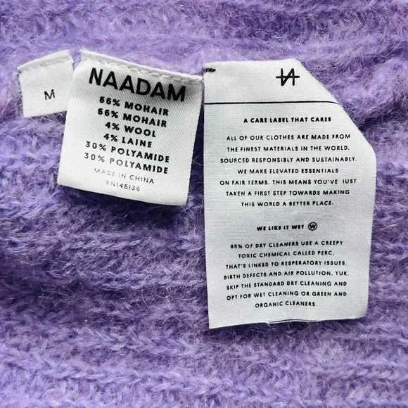 Naadam Mohair‎ Wool Blend Cardigan Sweater Size M Purple - Picture 9 of 10